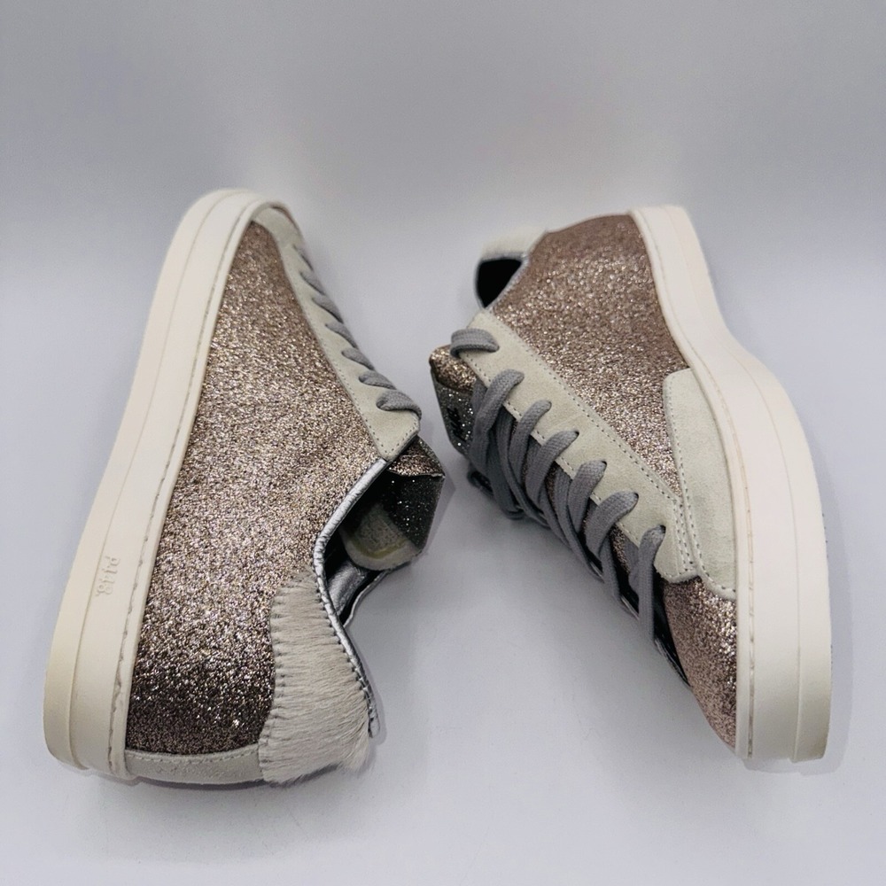 P448 John Sneakers Women's Size 6 EU 36 Bronze Gold Glitter Leather - Picture 11 of 15
